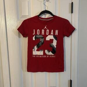 Jordan 23 Definition Of Flight Graphic Red Short Sleeve Shirt Size Youth Small